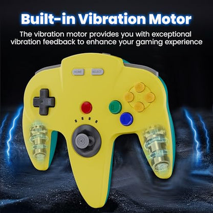 2 Pack Wireless N64 Controller for Switch 1 & 2, N64 Console, Lemon/Black | (Built-in Vibration) (Rechargeable) (3D Analog Stick), 2.4 GHz USB & N64 Receiver Made for Switch Online, Windows PC, macOS - color: Two Pack Lemon/Black