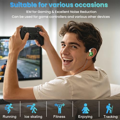 Wired Gaming Earbuds,QKZ AK6 PRO in Ear Monitors, Deep Bass Sound Wired Earbuds, HiFi in Ear Headphones with New 1DD 10mm Dynamic Driver, IEM for Music Gaming Video Calling (Green) - color: Green