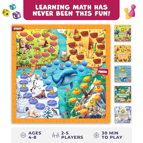 Number Hunter Math Board Game for Kids 5-7, 1st Grade & Kindergarten | Addition and subtraction game, STEM toy for 5+ year old, homeschool essentials, classroom learning, family game night