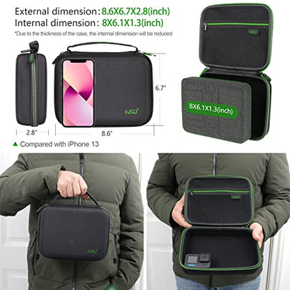 HSU Protective Carrying Case Compatible with Go Pro Hero | 13, 12, 11, 10, 9, 8, 7, 6, 5 and Accessories, Light and Medium Security Bag, Compact and Safe Action Camera Travel Storage - color: Green