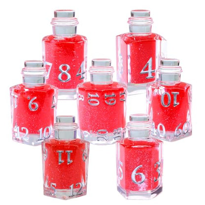 XENOLUX Potion Bottle Polyhedral Dice Set - Clear Resin DND Dice Set with Red Liquid - Healing Elixir Shape RPG Dice for Board Games - BOT11 - color: Bot11