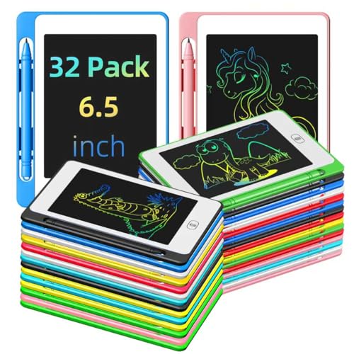 LCD Writing Tablet for Kids, 6.5 Inch Colorful Doodle Board Drawing Tablet, Educational Learning Toys Birthday Gifts for Girls Boys Age 3 4 5 6 7 8 (32 Pack) - color: 32 Pack