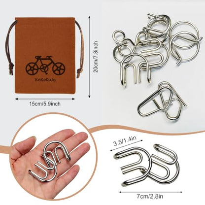 38 PCS Metal Brain Teaser Puzzles Set – Challenging Disentanglement Logic Lock Games for Adults, IQ Mind Toy Gift for Teens & Kids in Portable Travel Pouch - style: 38PCS Metal Puzzles