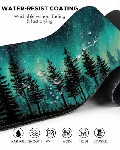 Mouse Pad, Desk Mat, 31.5x11.8in Large Mousepad, Green Forest | Desk Pad with Stitched Edge & Rubber Non-Slip Bottom, Gaming Mouse Pad, Extended Mousepad for Home, Office - color: Green Forest
