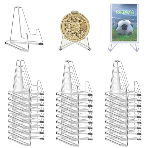 30 Packs Card Display Stand, Acrylic Card Stands for Trading Sports Graded Card Football Baseball Basketball Mini Clear Easel Stand (2.1 inch)