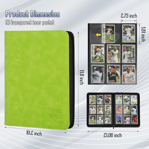 Trading Card Binder, Premium 9 Pocket Double Sided 540 Pocket PU Card Collection Binder, Collectible Trading Card Albums for MTG, TCG, Sport Card, Game Cards (Grass) - color: Grass
