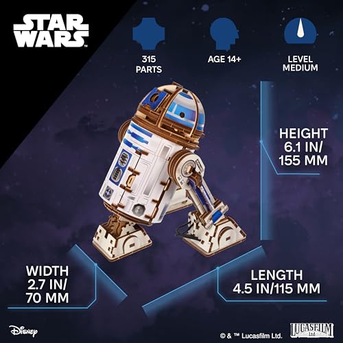 UGEARS Star Wars™ R2-D2™ 3D Wooden Puzzles for Adults - Wooden Model Kits for Adults, 3D Building Puzzle Set Adult Hobby Model Galaxy Puzzle Display Brain Puzzle Craft Kit Hobby Gift for Men and Women