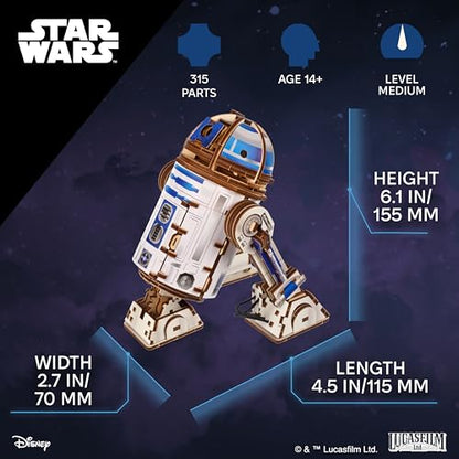 UGEARS Star Wars™ R2-D2™ 3D Wooden Puzzles for Adults - Wooden Model Kits for Adults, 3D Building Puzzle Set Adult Hobby Model Galaxy Puzzle Display Brain Puzzle Craft Kit Hobby Gift for Men and Women