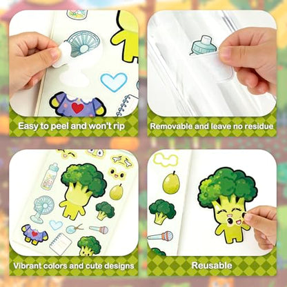 Dizdkizd Vegetable Stickers for Kids, Make a Face Stickers Mix and Match Veggie Craft for Water Bottles, Windows, Scrapbooks, Birthday Party Favors, Classroom Rewards - style: Vegetable