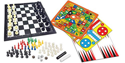 Lexibook, 8-in-1 Board Games Set, JGM800 | Chess, Checkers, Backgammon, Ludo, Snakes & Ladders, Goose Game - style: JGM800