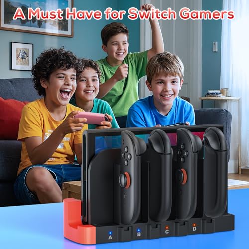 [Switch 2/1 Charger Dock], Switch 2 Controller Charging, 8 in 1 Fast Charger for Joycon 2/1, Wireless Portable Dual-Direction Magnetic Charger for Nintendo 2 (NTT41)