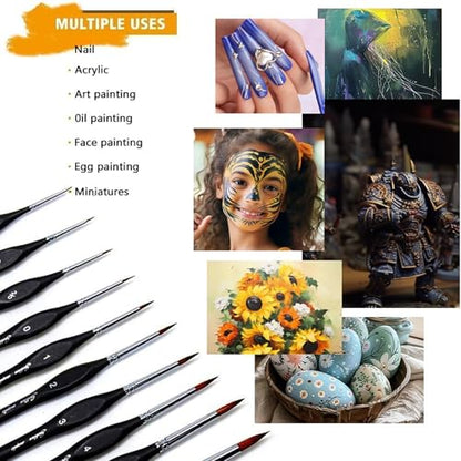 Golden Maple Detail Paint Brushes Set 10pcs Miniature Brushes for Fine Detailing & Art Painting - Acrylic, Watercolor, Oil, Models - style: 10BK