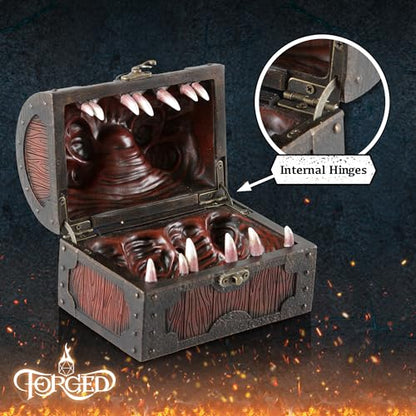 Forged Dice Co. Mimic Chest Dice Storage Box - Holds up to 35 DND Dice or 5 Polyhedral Dice Sets - Great DND Gifts for Men & Compatible with Dungeons & Dragons