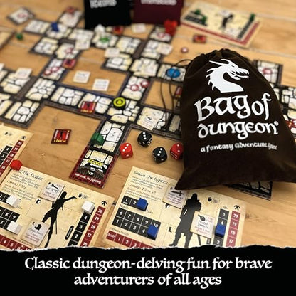 Bag of Dungeon–Fantasy Adventure Board Game for Families & RPG Fans | 1–4 Players, Ages 7+ | Classic Dungeon Crawler | Portable Tabletop RPG with Endless Replayability