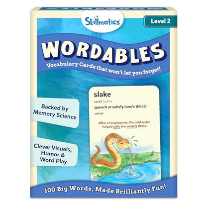 Skillmatics Vocabulary Flash Cards for Kids - Learn 100 Words with Wordplay, Visuals & Soundplay, Educational Gift for Ages 10, 11, 12, & Up, Screen-Free Language Game - style: Level 2