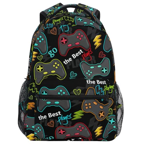 Video Game Backpack Bookbag Gamer Gaming Daypack Travel Hiking Camping School Laptop Bag - color: Multi Pattern 16