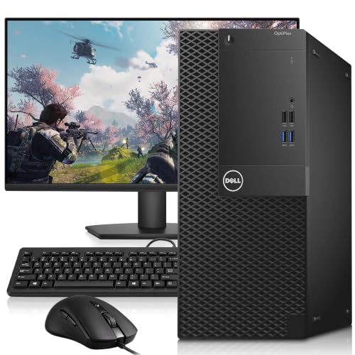 Dell Gaming Tower Desktop Computer PC – Intel Core i5-8th Gen – 32GB RAM – 1TB SSD – GTX 1050 Ti – New 24" Monitor – Keyboard & Mouse – Built-in WiFi – Windows 11 Pro (Renewed)