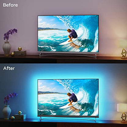 TV Backlight 55 inch, 11.5Ft Led Strip Lights USB Powered with Remote -Curve Design Sync on/Off with TV, Changing LED Background Bias Lighting for Living Room Decor, Gaming Decor - size: for 50-55inch