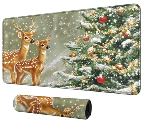 Christmas Deers for MTG & TCG Playmat Mouse Pad,BFDHGQZC 24" x 14" Game Mat for MTG/RPG/CCG Trading Card Game Playmats Table Mat Perfect for Card Games Video Games Computer Office - color: Christmas Deers
