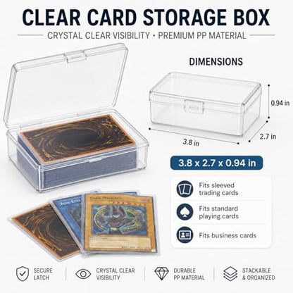 30 Pack Card Storage Box, Clear Plastic Playing Card Case, 1.2mm Thick Snap-Tight Deck Boxes for Sleeved Trading Cards, Business Cards, Game Cards, 3.8 x 2.7 x 0.94 in - color: 30PCS - 3.8x2.7x0.94 Inch