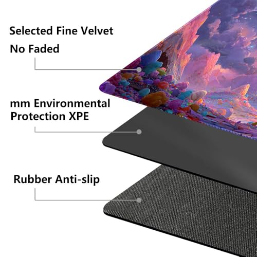 MTG Playmat 24x14 Inch | Optional Game Zone Layout | Non-Slip Rubber Base | Stitched Edges | Includes Free Storage Bag | for TCG, Board Games, and Desk Use(Candlume,Without Zone) - color: Candlume, style: Without zone