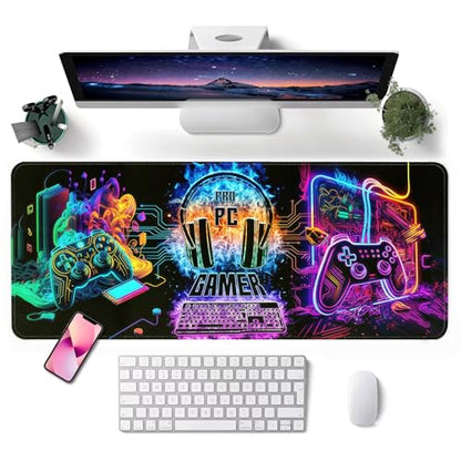 Mouse Pad, Desk Mat, 31.5x11.8in Large Mousepad, Gamer | Desk Pad with Stitched Edge & Rubber Non-Slip Bottom, Gaming Mouse Pad, Extended Mousepad for Home, Office - color: Gamer