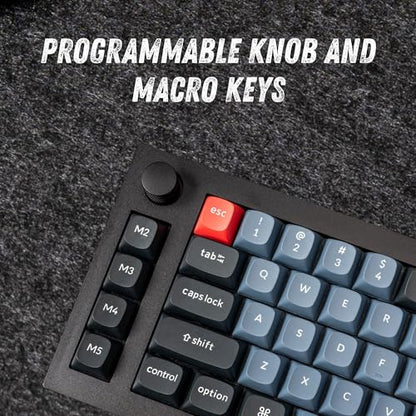 Keychron Q65 Wired 65% Layout Compact Mechanical Keyboard, QMK/VIA Macro Keys Knob Hot-Swappable Aluminum Body Gaming 1000 Hz Polling Rate Compatible with Mac Windows Linux-Gateron Blue Switch - color: Carbon Black-Blue Switch