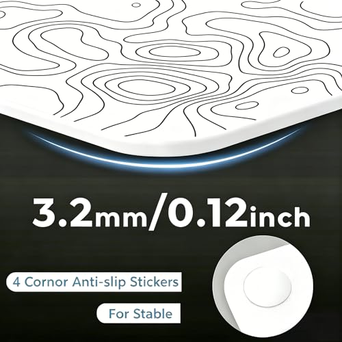 Glass Gaming Mouse Pad,White Topographic Hard Surface Gaming Mousepad,17.7‘’X15.7'' Tempered Glass Desk Mat,Ultra-Smooth Large Square Desk Mat,Improved Precision and Speed for Esports FPS Players - color: White(Irregular)
