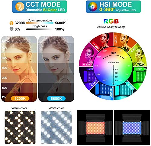 GVM RGB LED Video Light with Bluetooth Control, 360° Full Color 1000D PRO Video Lighting Kit with 736pcs Led Beads, 2 Packs Led Panel Light for YouTube Studio, Video Shooting, Conference, CRI 97+ - color: 1000D
