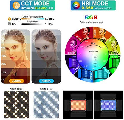 GVM RGB LED Video Light with Bluetooth Control, 360° Full Color 1000D PRO Video Lighting Kit with 736pcs Led Beads, 2 Packs Led Panel Light for YouTube Studio, Video Shooting, Conference, CRI 97+ - color: 1000D