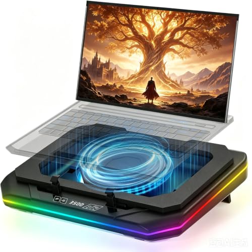 Cooling Pad for Asus TUF Gaming A17 A18 A15 A16 A14 F15 F16 F17 Dash 15 F15 Laptop,Cooler with Ultra Powerful Booster Turbo Cooling Fan Can Fast Cooling,6 RGB Light Mode,Adjustable Speed,Touch Start