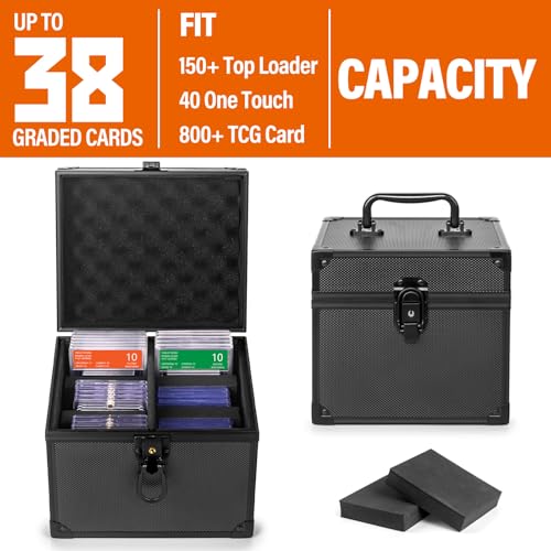 Graded Card Storage Box, Top Loaders Case, Sports Trading Box, Slab PSA MTG CSG BGS SGC Magnetic Holder, Waterproof Carrying Case, Collector Storage Boxes - size: Medium