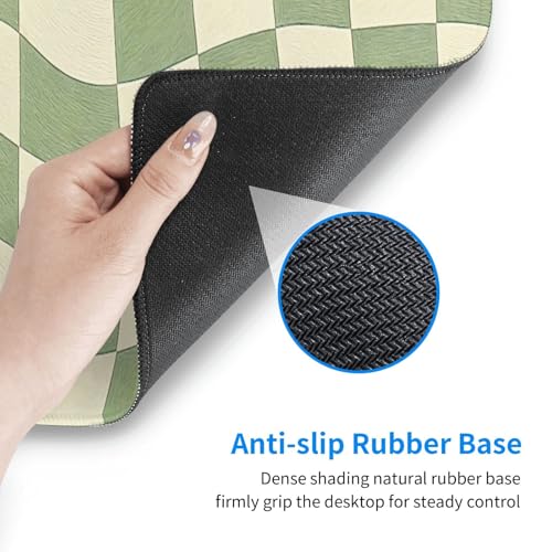 Gaming Mouse Pad, Large Beige Sage Green Checkered Mousepad Laptop, Extended Mouse Mat, Long XL Waterproof Keyboard Pads, Big Non-Slip Mousepads for Game Office Home, 31.5 x 11.8 in - color: Beige Sage Green Checkered