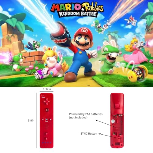 TechKen Wii Controller 2 Pack, Wii Remote Controller with Silicone Case and Wrist Strap, Wii Remote Controller for Wii/Wii U - color: Red