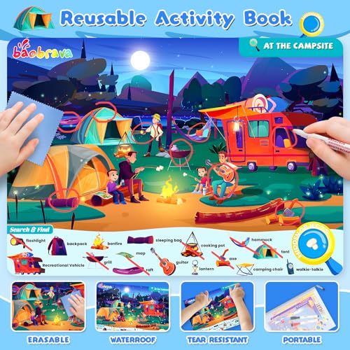 Baobrava Search and Find Game Books, Flash Cards, Preschool Learning Activities for Kids Age 3-8, Travel Games Toys for Road Trip Car Airplane, Educational Seek Activity Birthday Gifts for Boys Girls - style: Search and Find Book Game