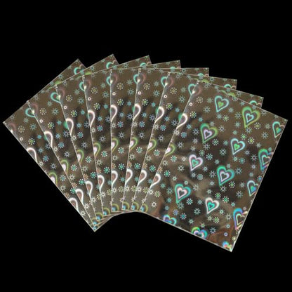 HFATMOS 300 Pcs Photocard Sleeves Laser Flashing Holographic Card Protector | Dustproof Card Sleeves for Mini Photos Credit Name Trading Cards Album Photo Cards, Heart Pattern - color: Heart Pattern