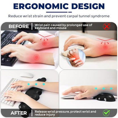 Gel Cloud Keyboard & Mouse Wrist Rest Set - Cloud Keyboard Wrist Rest Pad & Mouse Support for Office Gaming Pad Computer Laptop Ergonomic Comfortable Pain Relief- Cloud Pad Set - color: Pad Set - Black