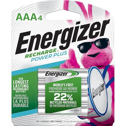 Energizer Power Plus Rechargeable AAA Batteries (4 Pack), 800mAh Triple A Batteries - size: 4 Count (Pack of 1), style: AAA