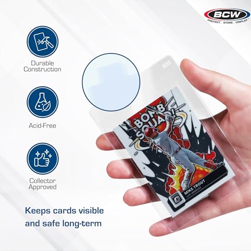 BCW Tabbed Card Sleeves (100 Pack) – Grading Sleeves for PSA, BGS, SGC, CSG, & HGA, Pull Tab for Standard Cards | Fits Toploaders & Semi Rigid Holders | Acid-Free, Archival Safe - style: 100 Pack