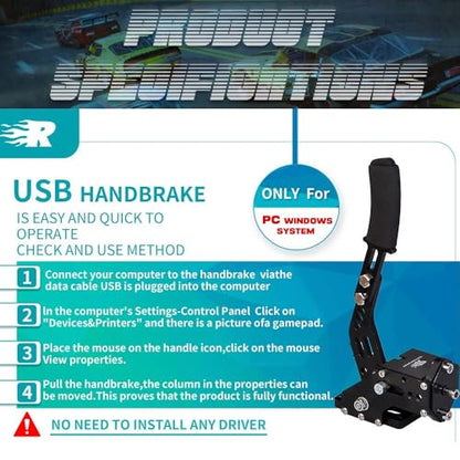 ZHSYMX USB Handbrake for 16Bit SIM PC Racing Games, Compatible with G27 G29 G920 G923 T500 T300 Simulate Linear Handbrake With Fixing Clip（Only PC System） Blue - color: Blue, size: With Fixing Clip