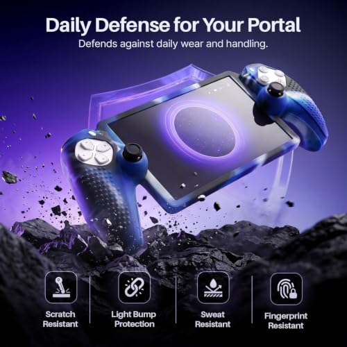 TNP Camouflage Blue Silicone Case Cover Compatible with PlayStation Portal | Protective soft-grip shell for steadier handheld play; 1 flexible cover only, console and thumb grips not included - color: Camouflage Blue