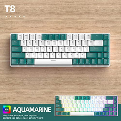 68 Keys Wired Mechanical Gaming Keyboards with RGB Backlight, Mini Portable 60% Mechanical Gaming Keyboard for Computer Laptop Gamer (Aqua Edition Blue Switch) - color: Aqua Edition Blue Switch