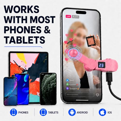 Aylthyo Auto Clicker for Smart Phone, Phone Screen Device Speed Clicker for iPhone iPad Apps, Fast Click Simulation Finger Continuous Click for Tiktok, Live Broadcasts Likes, Lightning Deal, Reward Task, Plug and Play (Pink) - size: PINK-1 PC