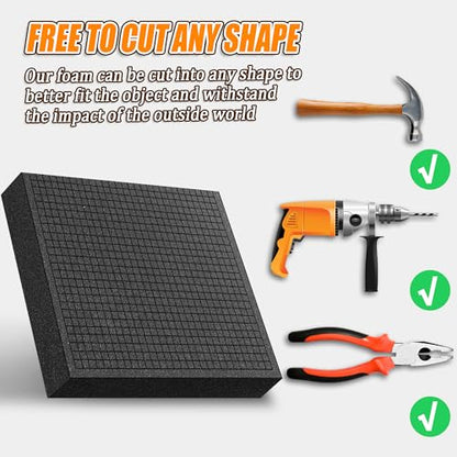 Pick Apart Foam Insert- 3 PCS and Foam Pads- 3 PCS Pluck Pre Cubed Insert Pre Separated Cube Sheet with Bottom Use for Interlocking Cases Tool Box Board Storage Drawer Pad- 12in*12in - style: 12IN*12IN/6PCS