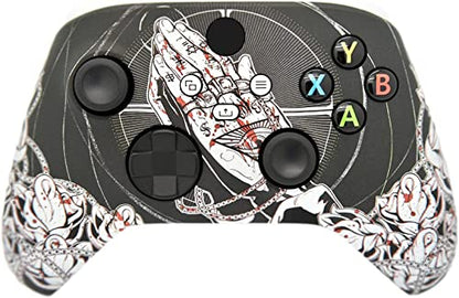 Hand Airbrushed Fade Custom Controller Compatible with Xbox Series X/S & Xbox One (Series X/S Bloody Forgiveness/White) - color: Series X/S Bloody Forgiveness/White
