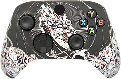 Hand Airbrushed Fade Custom Controller Compatible with Xbox Series X/S & Xbox One (Series X/S Bloody Forgiveness/White) - color: Series X/S Bloody Forgiveness/White