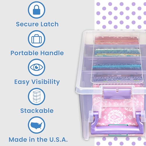 ArtBin Semi Satchel 휴대용 공예 정리함, 칸막이 3개 포함 - 미술 및 공예 용품을 위한 투명 플라스틱 보관 케이스 | 탈착식 칸막이 3개, 39.9 x 20.3 x 16.2cm(15.2 x 8 x 6.2인치), 안전한 걸쇠, 운반 손잡이, 투명하고 내구성 - color: 퍼플., size: Pack of 1