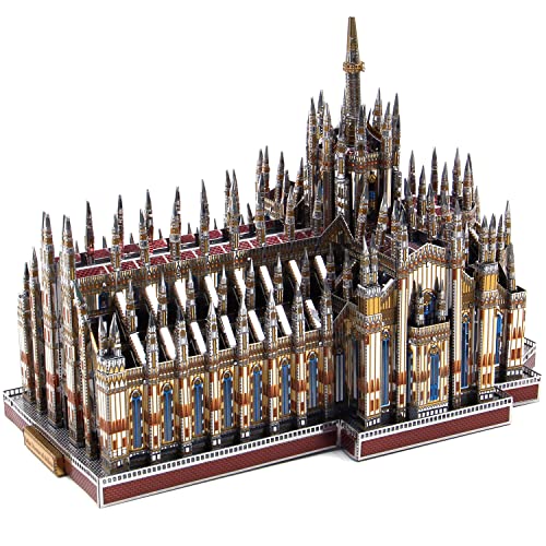 Microworld 3D Metal Puzzle Model Kits, Italy Milan Cathedral Architecture Model Building Kit, 3D Puzzles for Adults Laser Cut Jigsaw Brain Teaser Art Craft Kits (Duomo Di Milano)