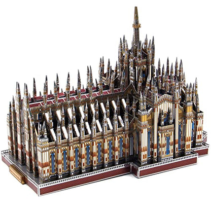 Microworld 3D Metal Puzzle Model Kits, Italy Milan Cathedral Architecture Model Building Kit, 3D Puzzles for Adults Laser Cut Jigsaw Brain Teaser Art Craft Kits (Duomo Di Milano)