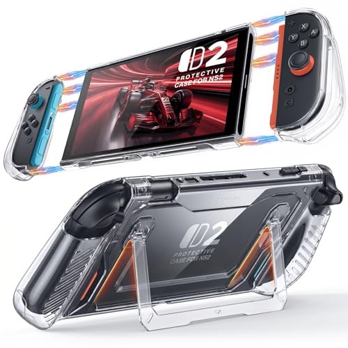 GolbinBox Protective Case for Nintendo Switch 2 with Kickstand, Clear | Magnetic Split Design, Rugged Full-Body Protection, Sturdy Aluminum Stand, Detachable Joy-Con Covers, Ergonomic Handheld Grip - color: Clear